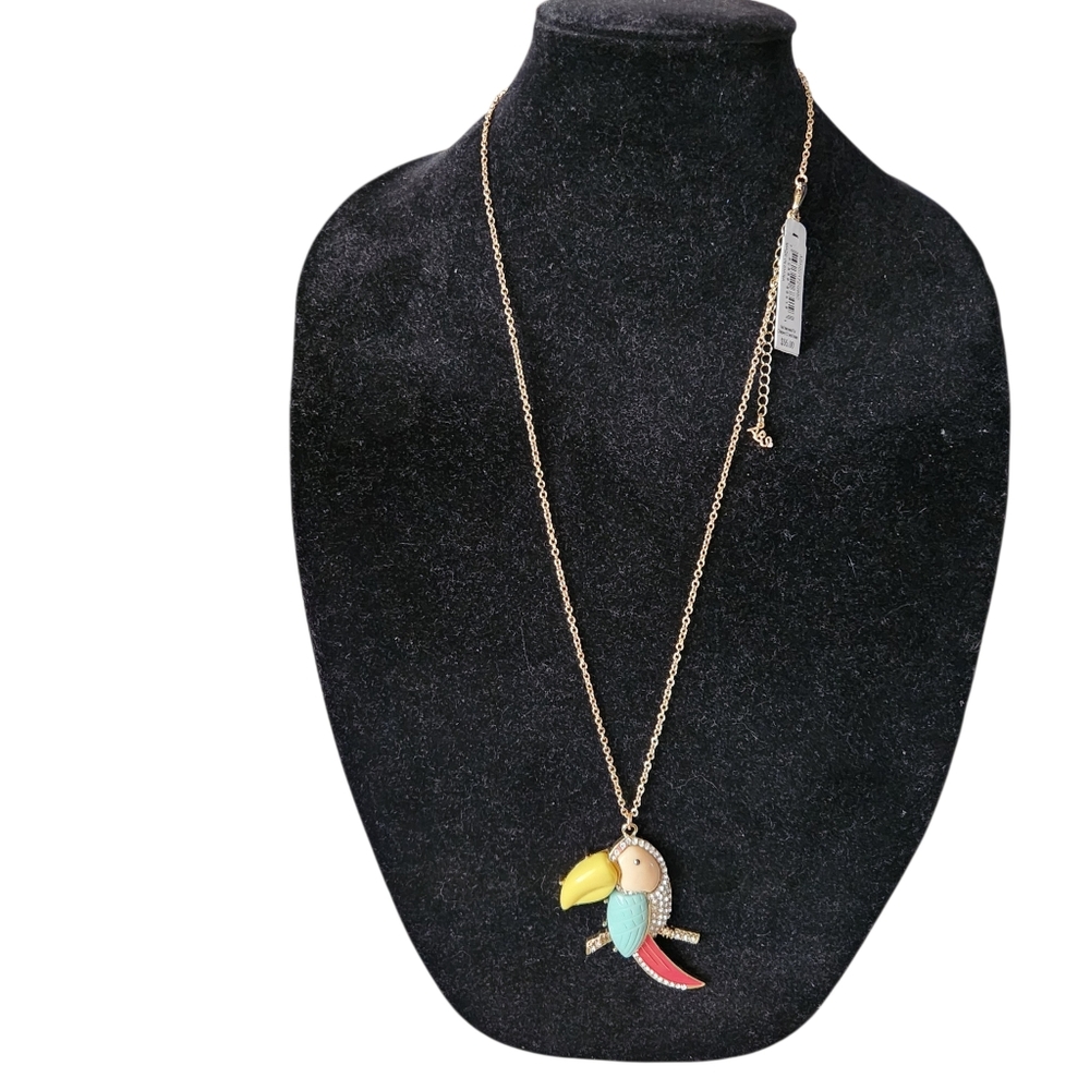 ABS Schwartz Colorful Parrot Pendant Necklace Signed